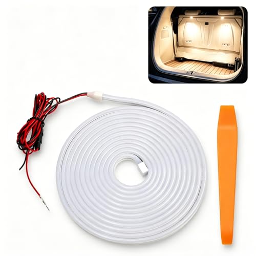 13.12Ft Car Trunk LED Light Strip, Auto Trunk On Off Sensor Ambient Lamp, Flexible Cuttable PVC Waterproof Cargo Lighting, Universal for Most Cars, SUVs, Vans (Warm White) - color: Warm White