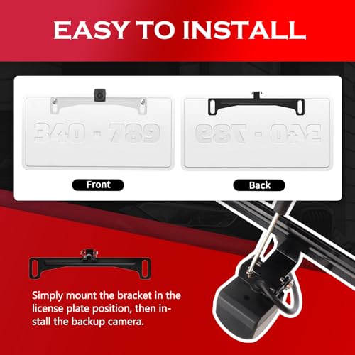 2PCS Car Backup Camera License Plate Mount,170° Adjustable Car License Plate Camera Mount No Drilling Required,Non-damaging Cars Back Up Cameras Licenses Plates Mounts