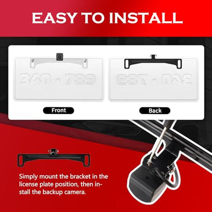 2PCS Car Backup Camera License Plate Mount,170° Adjustable Car License Plate Camera Mount No Drilling Required,Non-damaging Cars Back Up Cameras Licenses Plates Mounts