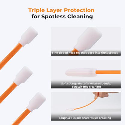 K&F CONCEPT 200 Foam Cleaning Swabs,for Electronics,Camera,Deep Cleaning - size: 200PCS