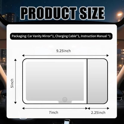 Car Mirror Vanity with 5X Magnification,Touch Control Car Sun Visor Vanity Mirror with 3 Light Modes,Rechargeable LED Mirrors for Cars with Long Battery Cars Interior Accessories