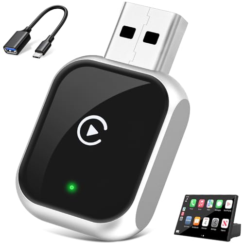 Wireless CarPlay Adapter for iPhone, 5.8GHz WiFi Bluetooth 5.3 Fast Auto Connect Dongle, USB A/C Dual Port Mini Metal Shell, Plug & Play Compatible with Factory Wired CarPlay Cars - color: Silver