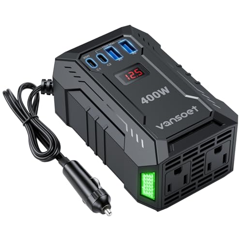 400W Car Power Inverter for Vehicles DC 12V to AC 110V Inverter - color: Black