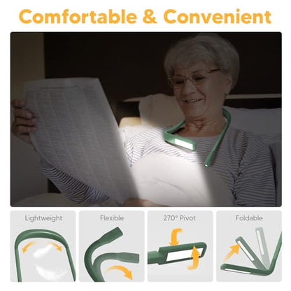 Neck Reading Light, 80-hr Lasting Rechargeable Book Light Wide Lamp - color: Green