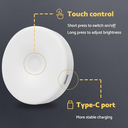 DAZZY DOT Rechargeable Puck Lights 2-Pack, Magnetic Tap Light, Warm Yellow - color: Warm Yellow