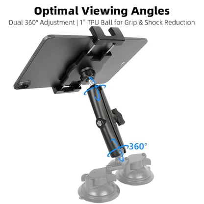 1" Ball Tablet Holder for RAM Mounts, Heavy Duty Clip Mount Fits 5-13" Tablets iPad Pro 12.9 Air Mini Galaxy Tab, Compatible with Car Truck Vehicle Mount System - size: Tablet Holder w 5.91" Arm