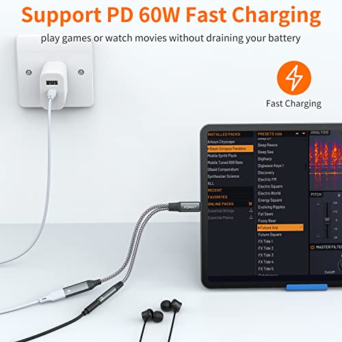 JXMOX USB C to 3.5mm 헤드폰 및 충전기 어댑터, (2팩) 2-in-1 타입 C to Aux 잭 동글 케이블, PD 60W 고속 충전, 아이폰 15 16 17 프로 맥스, 삼성 갤럭시 S23 S24 S25, 노트 20, 아이패드 프로용 - size: 2-Pack