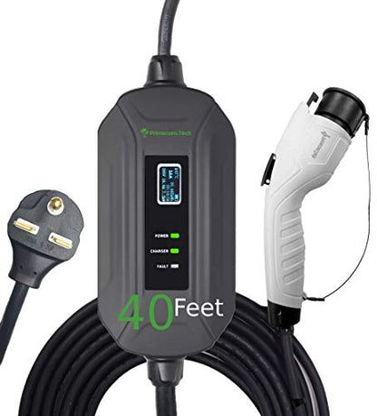 PRIMECOM Level 2 Electric Vehicle (EV) Charger (220V / 240Volt, 16Amp) Portable EVSE Smart Electric Car Charger, 30', 40', and 50 Feet Lengths (NEMA 6-30P, 40 Feet) - color: 6-30P, size: 40 Feet
