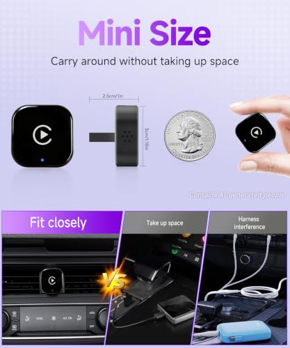 2 in 1 Mini Wireless Car Play Adapter with Apple CarPlay Adapter
