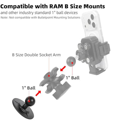 1" Ball Adhesive Base Compatible with RAM Mounts B Size Double Socket Arm, Flexible Adhesive Mount for Motorcycle Gas Tank & Car Dashboard - GPS Phone Holder Accessories - style: 1" Ball Adhesive Base