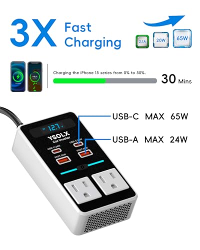 YSOLX 300W 12V to 110V Car Power Inverter - color: white, size: 300W