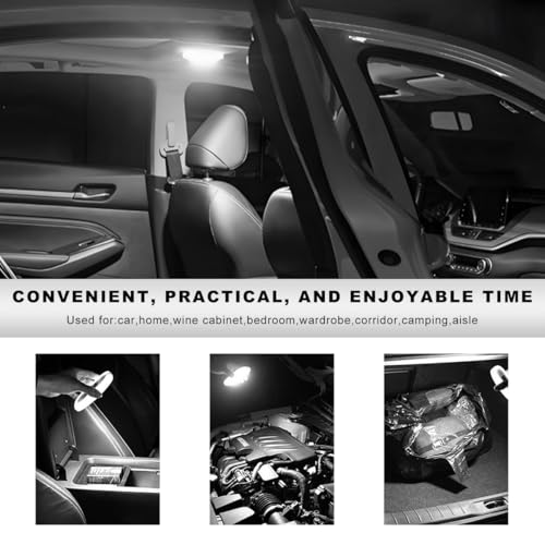 Car Interior Ceiling Roof Lights, Magnetic Dome Lamp 10 LEDs Ceiling Roof Map Reading Light, USB Rechargeable Wireless Interior Dome Lamp for Car RV Truck Trailer Camper (Black) - color: Black