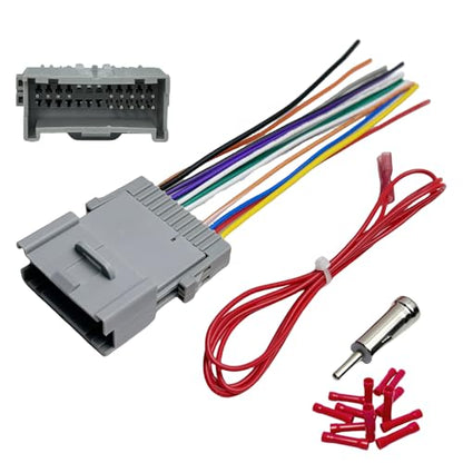 Radio Wiring Harness for Chevy 2003-2012 GMC 2002-2012 Buick 2004-2009 24Pin Car Stereo Harness Adapter with Antenna Car Radio Stereo Harness Install Kit for Colorado Envoy Terraza Hummer Impala