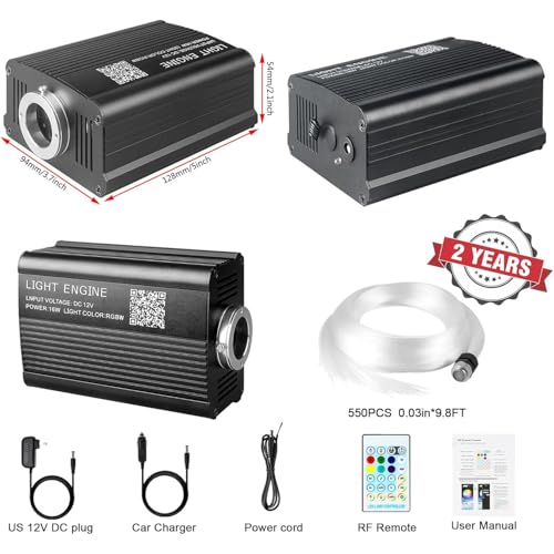 Starlight Headliner Kit 550 Piece Twinkle 0.03in*9.8ft/0.75mm*3m, 16W Starlight Headliner Music/Voice Activated Star Lights for Car, VASTFIRE RGBW Starlights for Theater Game Bed Room Ceiling - size: Twinkle 550pcs 0.03in (9.8ft/3m) 16W