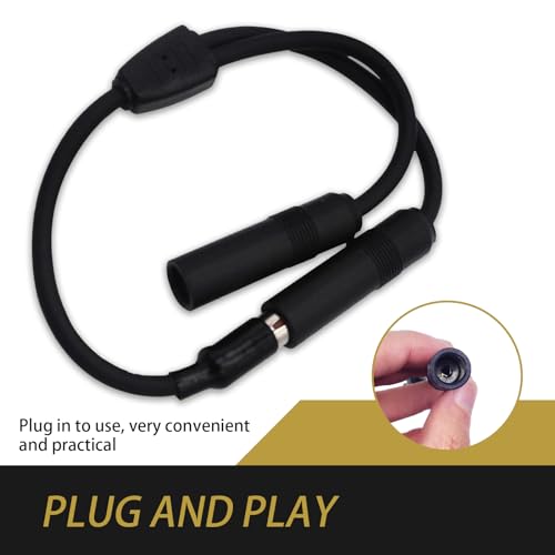 1 PC Car Radio & GPS Navigation System Antenna Connector, Y-Type 12V Plug-in Audio Antenna Splitter, Extension Cable (Black)