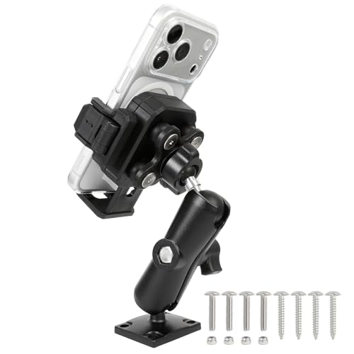 Universal Phone Mount Holder for Car, Truck, Boat - Vibration Dampener, Aluminum AMPS Square Base, Medium Arm, 1s Quick Lock/Release, Camera Friendly, Fits 4.7-7.2" Smartphones - style: Drill Base