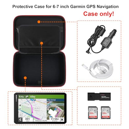 RAIALL GPS Case for 6-7 Inch Garmin dēzl OTR610 OTR710 OTR720 OTR620/ DriveSmart 71 66 65/ RV 795 7' GPS Navigator System, Hard Carrying Case Protective Travel Bag, Mesh Pocket for USB Cable, Black