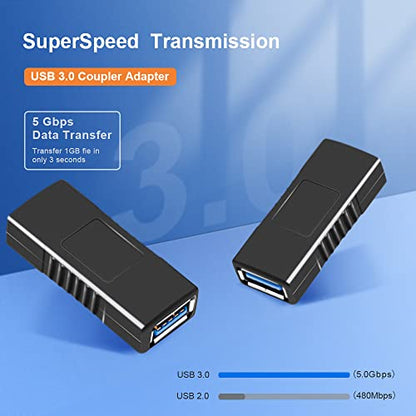 Oxsubor SuperSpeed USB 3.0 Coupler Adapter Type A Female to Female Bridge Extension Connector (2PCS) - style: usb 3.0 adapter female to female