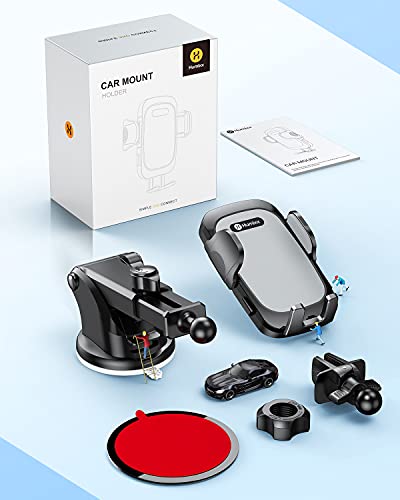 [2025 Stable Nano Suction Cup Phone Mount for Car Universal Hands-Free Suction Cell Phone Holder for Car Dashboard Air Vent Car Phone Holder Mount for Samsung iPhone 16 15 14 Plus Pro Max - size: Dash+Vent+Windshield