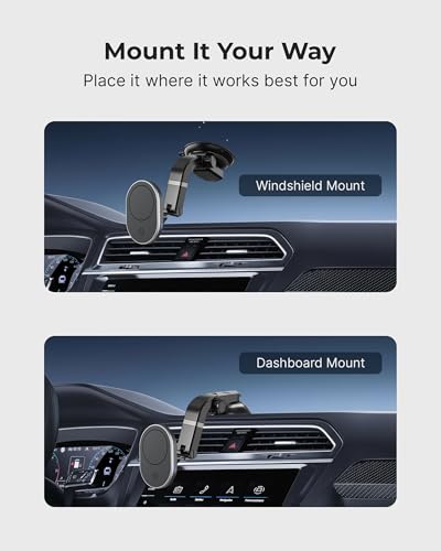 MagSafe 15W Fast Wireless Car Charger AMPS Plate Phone Mount - style: Magnetic Wireless Charger Multi-Angle Suction Cup