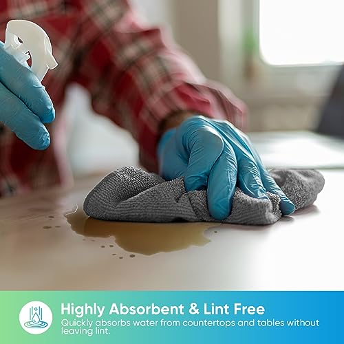 HOMEXCEL Grey Microfiber Cleaning Cloth, 24 Pack Cleaning Towels for Kitchen, Lint Free, Scratch-Free, Highly Absorbent, and Reusable Cleaning Rags for House, Window and Glass, Cars, 11.5 X11.5 inch - color: Grey