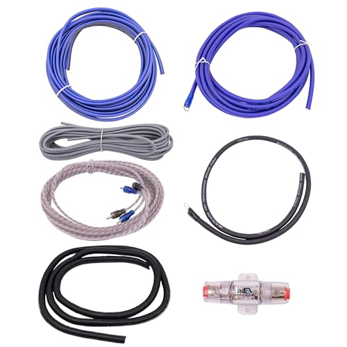 Elite Audio Entry Series Full Amplifier Install Kit - 2000W Max Power, 4-Gauge Power & Ground, Mini ANL Fuse & Holder, 17ft 2-Ch RCA Cable, 16-Gauge Speaker Wire (Model: EA-OB04G) - style: 2000W