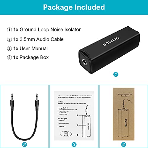 Golvery Ground Loop Noise Isolator, 3.5mm AUX Noise Filter