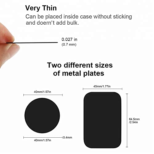 Replacement Metal Plates Set (8 Pack) for Magnetic Car Phone Holders, Wall, Air Vent Mounts, Cases, Magnets. Kit of 4 Black Round and 4 Rectangular Iron Discs Without Holes. 3M Adhesive Backing. - color: Mix / 8 Pack