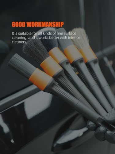 Car Drill Brush, Drill Brush Attachment SPTA 5Pcs Detachable Car Care Detailing Brush Set Soft No Scratch Boar Hair Detail Brush Car Care Detail Brush for Air Vent Automotive Interior Exterior -DF075 - color: Car Detail Brush Set 7