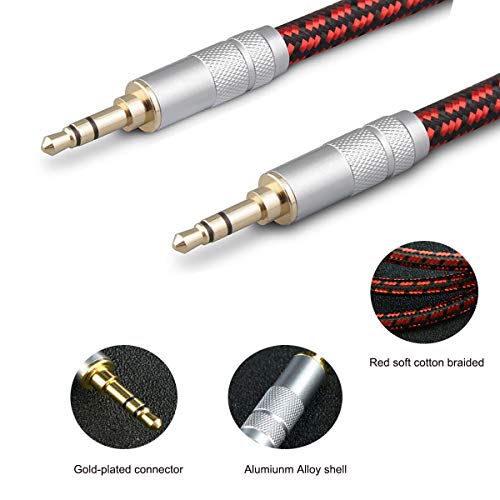 3.5mm Aux Cord 9.8ft/3m,Audiophile Stereo Audio Cable Braided Gold-Plated Unbreakable for Laptop Tablets,Headphones, Smartphones,Cars,MP3 Players - size: 9.8 ft, style: 3.5mm Straight to Straight