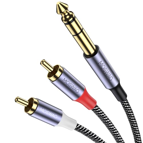 MOSWAG 1/4" TRS to RCA Male Audio Cable 3.3FT, Stereo 2Rca to 1/4 AUX Cord - color: Black, size: 3.3 ft