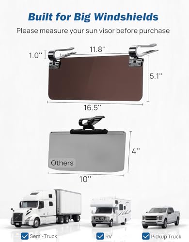 JOYTUTUS Sun Visor Extender for Cars, Polarized Sun Visor Extender Universal Sun Blocker UV400, Adjustable Visor Extension for Car Visor,Double-Clip,Anti Glare Stray Light - size: Large Polarized