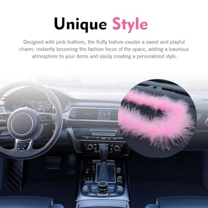 Car Dashboard Anti-Slip Pad, Pink Feather Car Magic Dashboard Decor Mat, 5.71" x 11.6" Multifunctional Sticky Dash Gripping Mat for Phones, Keys, Sunglasses and More (Pink)