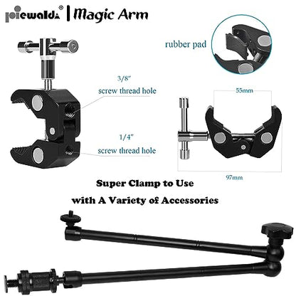 Niewalda 20" Magic Arm Clamp Kit with 1/4" & 3/8" Threaded Mounts - color: 20 Inch Frosted Black Magic Arm