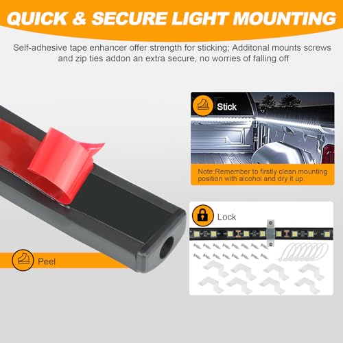YUGUANG 3Pcs 60 Inch Truck Bed Lights, 6000K White Waterproof LED Truck Bed Lights Strip with On/Off Switch for Trucks, Cargo, Pickup, SUV