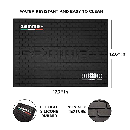 GAMMA+ Professional Barber Appliance Magnetic Mat and Station Organizer, Anti-Slip, Durable Hair Styling Tools - color: Black Rubber Barber Mat