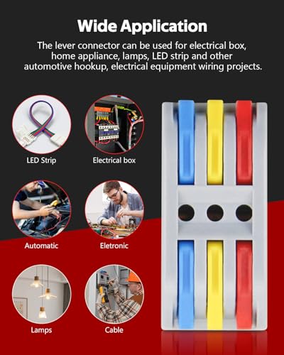 ALITOVE 25pcs Lever Wire Connectors 3 Port Quick Wire Connector 3 in 3 Out - size: 25PCS, style: 3 in 3 out