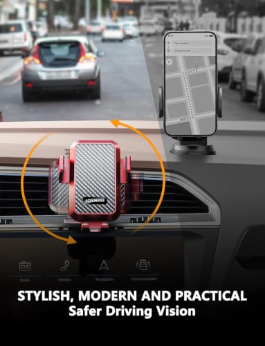 JOYMASS Wireless Car Charger, 15W Fast Charging Auto Clamping Car Charger Cell Phone Holder Mount Vent for iPhone 15 14 13 12 Mini Pro Max 11 XR, Samsung Galaxy S23 Ultra S22 S21+ Note 20, etc - Red - color: RED