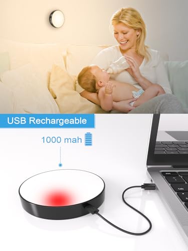 WILLED Tap Light Rechargeable, 3000K Dimmable Touch Light Buit-in 1000mAh Large Battery, Stick on Closet Light, Portable LED Puck Night Lights for Cabinet, Wardrobe, Counter, Kitchen, Bedroom (2 Pack) - color: Black