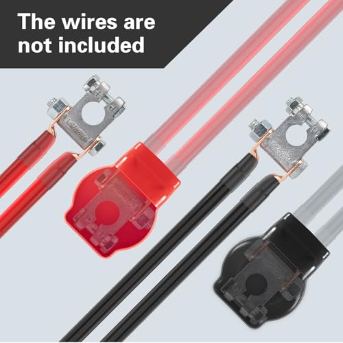 Battery Terminal Connectors, Military Spec Positive Negative Heavy Duty Auto Car Marine Battery Terminal,with 4 Pcs 2 Gauge 3/8" Copper Lugs,4 Heatshrink,2 Cover and Anti Corrosion Washers (Large Kit) - size: Terminal Package - Large Kit