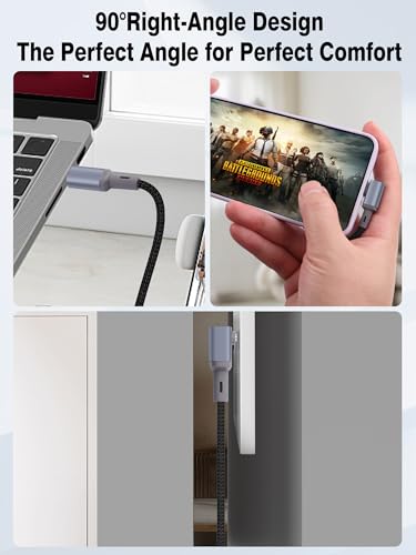 YACSEJAO 100W Short 90 Degree USB C to USB C Cable 5.9inch - style: Straight to Side Angle
