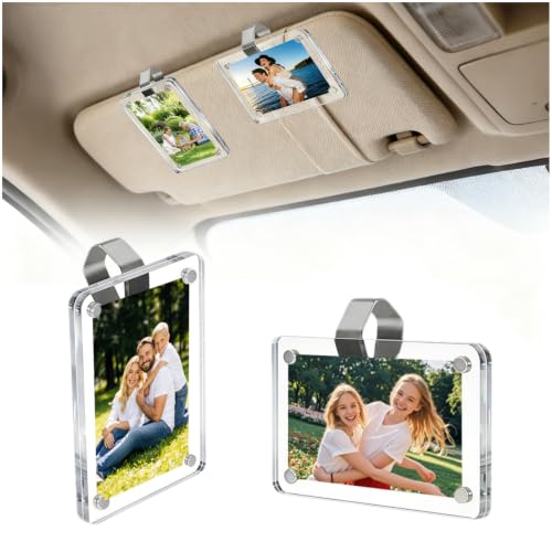 Magnetic Car Picture Holder Car Visor Photo Clip, Clear Acrylic 2Pcs