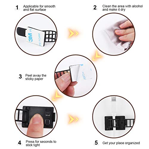 100Pcs Adhesive Cable Management Clips with 50Pcs Zip Ties, Adjustable Nylon Cable Strap Ties Wire Clips Clamps Organizer with Strong Adhesive Tape, Extra Screw & Hole - 3.55 Inch Black (Pack of 4) - color: Black, size: L-100pcs (Pack of 4)