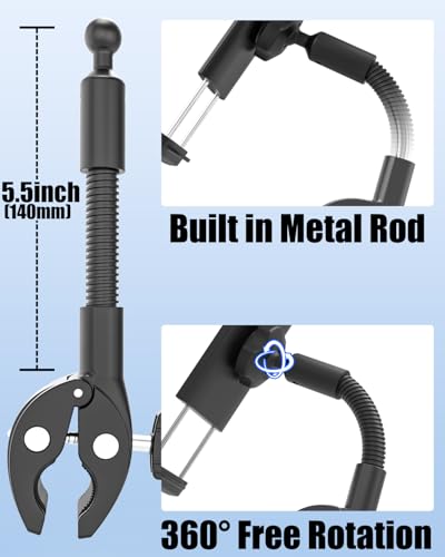 Charchendo Metal Gooseneck Tablet Mount with Anti-Slip Silicone, Universal Clamp-On Round Tube iPad Holder for Indoor Cycling Bike, Gym Bike, Elliptical & Rowing Machine, Fits 4-13in Tablets & More