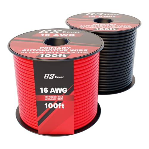 GS Power 16 Gauge Wire Automotive - 200ft CCA Primary 2 Spools - size: 16 Gauge-100 ft-Non-Bonded