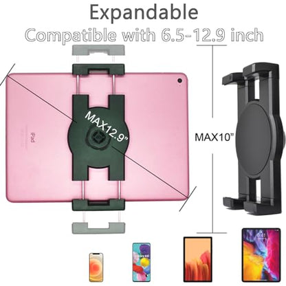 VAUBORTTI iPad Holder for Car Dashboard Windshield,Aluminum Arm Heavy Duty,Tablet Suction Mount for Window, Compatible with 6.5-12.9" Tablets/,1" Ball Mount