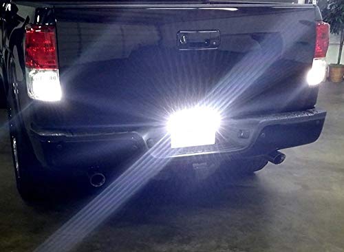 iJDMTOY 35-074-White License Plate Frame Mount 12V 24-SMD High Power Xenon White LED Rear Backup Reverse Light Kit Compatible With Car SUV Truck VAN RV