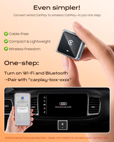 Mini Wireless CarPlay Adapter for iPhone Apple, Converts Factory Wired CarPlay to Wireless, Fast Auto Connect, Low Latency, Plug & Play, Compatible with iOS 10+ & 2015+ Cars, USB-A/C, Gray - color: Gray