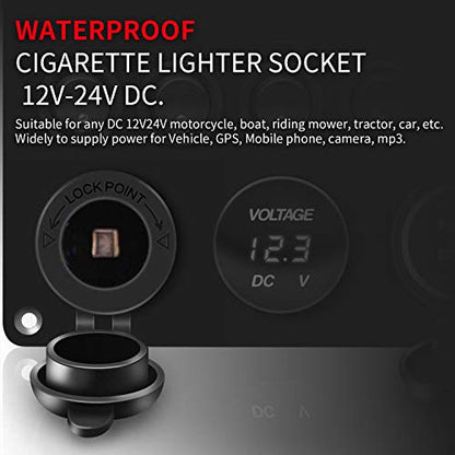 DaierTek 12V Car Cigarette Lighter Socket Female 12 Volt Power Outlet Replacement with Blue LED Waterproof for Boat Marine Scooter RV ATV UTV - 3pcs - color: Blue LED