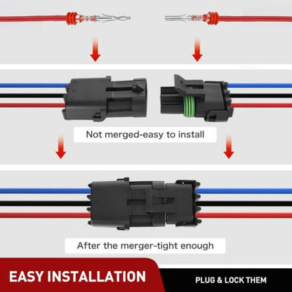 Nilight 140PCS 10 Kits 3 Pin Waterproof Automotive Electrical Connector Kit - size: 3Pin Spark Plug Connector 140PCS